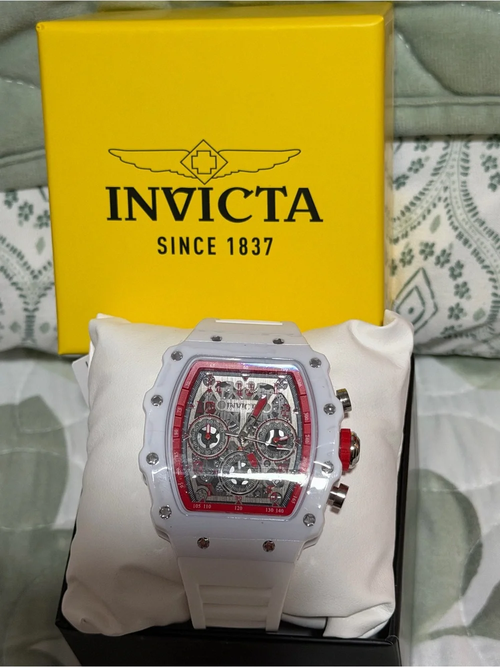 Invicta Racing White and Red Chronograph Sport Watch